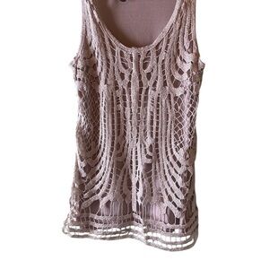 Lauren Conrad Lace Crochet Overlay Tank Top Sz XS Cream Camisole LC